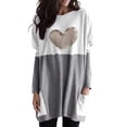 thumbnail image 1 of Holzkary Sweatshirts for Women Hoodies Lightweight Round Neck Long Sleeve Heart Pattern Sweatshirt with Pockets Graphic Printed Pullover Top Comfy Fall Winter Outfits Clothes 2025 Fashion Grey L, 1 of 4