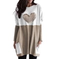 thumbnail image 1 of Holzkary Sweatshirts for Women Hoodies Lightweight Round Neck Long Sleeve Heart Pattern Sweatshirt with Pockets Graphic Printed Pullover Top Comfy Fall Winter Outfits Clothes 2025 Fashion Khaki 3Xl, 1 of 4