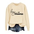 thumbnail image 1 of Holzkary Sweatshirts for Women Hoodies Mama Boys Sweatshirt Long Sleeve Mama Sweatshirt Loose Crew Neck Fall Tops Graphic Printed Pullover Top Comfy Fall Winter Outfits Clothes 2025 Fashion Beige L, 1 of 4