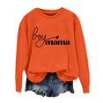 thumbnail image 1 of Holzkary Sweatshirts for Women Hoodies Mama Boys Sweatshirt Long Sleeve Mama Sweatshirt Loose Crew Neck Fall Tops Graphic Printed Pullover Top Comfy Fall Winter Outfits Clothes 2025 Fashion Orange Xl, 1 of 4