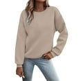 thumbnail image 1 of Holzkary Sweatshirts for Women Hoodies Oversized Sweatshirts Cute Crewneck Long Sleeve Fleece Tops Winter Outfits Graphic Printed Pullover Top Comfy Fall Winter Outfits Clothes 2025 Fashion Khaki M, 1 of 8