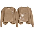 thumbnail image 1 of Holzkary Sweatshirts for Women Hoodies Women's Autumn Winter Round Neck Dandelion Print Loose Casual Warm Hoodie Graphic Printed Pullover Top Comfy Fall Winter Outfits Clothes 2025 Fashion Khaki M, 1 of 4
