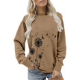 thumbnail image 1 of Holzkary Sweatshirts for Women Hoodies Women's Autumn Winter Round Neck Dandelion Print Loose Casual Warm Hoodie Graphic Printed Pullover Top Comfy Fall Winter Outfits Clothes 2025 Fashion Khaki M, 1 of 4