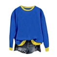 thumbnail image 1 of Holzkary Sweatshirts for Women Hoodies Women's Contrasting Color Casual Long Sleeved Round Neck Sweatshirt Graphic Printed Pullover Top Comfy Fall Winter Outfits Clothes 2025 Fashion Blue L, 1 of 3