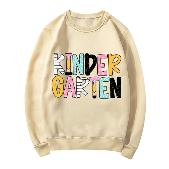 Holzkary Teacher Sweatshirt for Women Fashion Casual Letter Printed Round Neck Long Sleeve Top Sweatshirt Colorful Teacher Crewneck Sweatshirt Teach Long Sleeve Pullover Shirt Tops Light Blue S