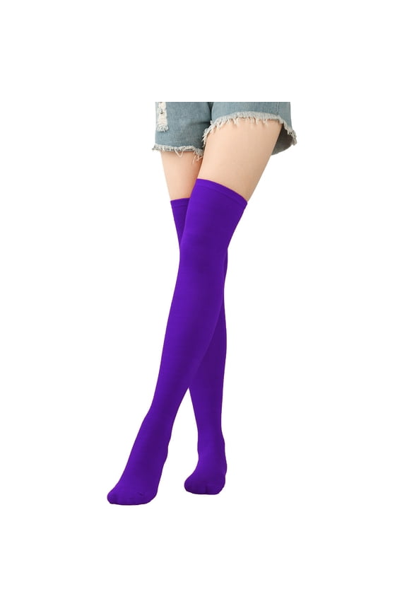 Thigh High Socks for Women Solid Color Knee High Socks Cosplay Stockings Thigh Highs Over The Knee Socks Extra Long Stretchy Sock for Daily Wear Christmas Dress Up B One size