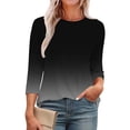 thumbnail image 1 of Holzkary Tops for Women 3/4 Sleeve Crewneck Cute Basics Tees Casual Fashion Summer T Shirts Business Work Tee Top 3/4 Length Sleeve Tops Round Neck Tops Basic Pleated Shirts Loose Fit 2025 Black S, 1 of 8