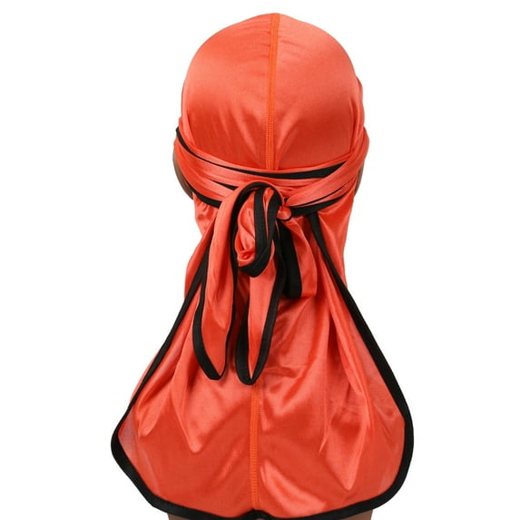Holzkary Turbans for Women Head Wraps for Black Women Stretch 2025 Trendy Fashion Sold Silk Scarf Head Cap India Chiffon Muslim Hat Fold Chemo Cap Orange One Size