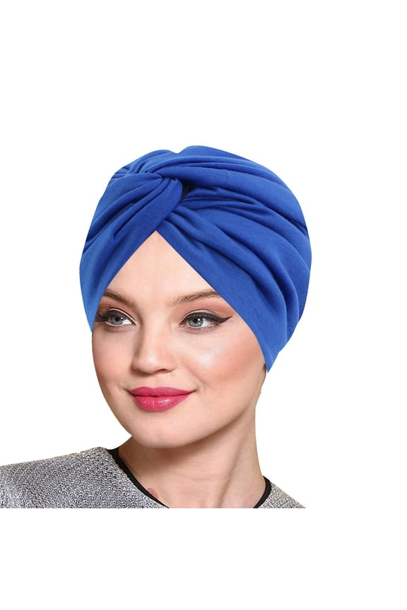 Turbans for Women Head Wraps for Black Women Stretch 2025 Trendy Solid Color Imitation Silk Double Layer Sleeping Hat Twisted Hat Headband Hat Beauty Makeup Home Hat for Women Blue One Size