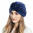 thumbnail image 1 of Holzkary Turbans for Women Head Wraps for Black Women Stretch 2025 Trendy Women Muslim Turban Flowers Hair Bonnet Head Scarf Wrap Cover Navy One Size, 1 of 4