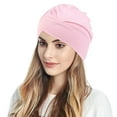 thumbnail image 1 of Holzkary Turbans for Women Head Wraps for Black Women Stretch 2025 Trendy Women Muslim Turban Solid Hair Bonnet Head Scarf Wrap Cover Pink One Size, 1 of 4