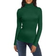 thumbnail image 1 of Holzkary Turtleneck Sweaters for Women Long Sleeve Slim Fit Knit Sweater Lightweight Sweater Fall Fashion 2025 Pullover Soft Basic Knit Dressy Casual Tops Winter Outfits Clothes Blackish Green M, 1 of 7
