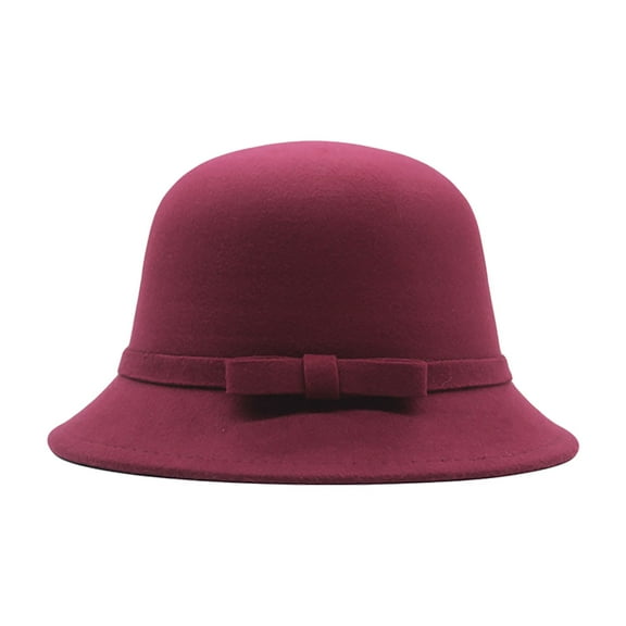 Holzkary Vintage Felt Cloche Bucket Bowler Hat Winter for Women Church Hats Fedora Winter Church Hat 1920S Vintage Bowler Hats Womens 1920S Bucket Cloche Hat Winter Faux Wool Crushable Bowler Hat Clo