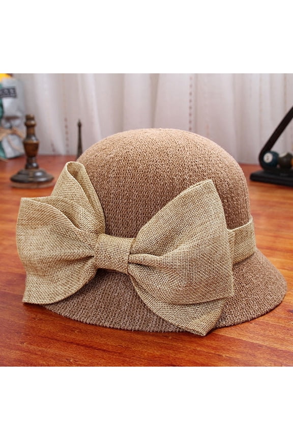 Vintage Floral Dress Cloche Hat 1920S Foldable Summer Beach Straw Bowler Hats Sun Church Hat for Women Fashion Women Sun Beach Hat Cap Summer Hat Fisherman Soft Bow Caps