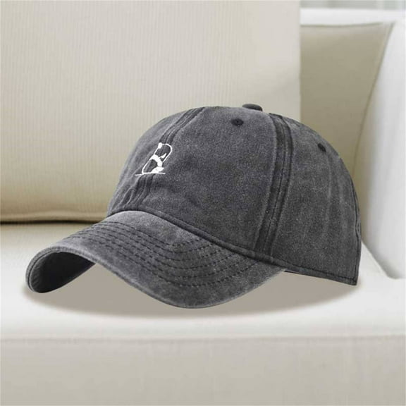 Holzkary Washed Plain Baseball Cap, Retro Adjustable Dad Hats Gift for Men/Women Embroidery Solid Color Duck Hat Trend Personality Outdoor Print Breathable Mesh Hat Black One Size