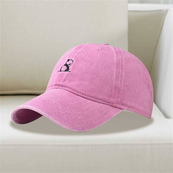 Holzkary Washed Plain Baseball Cap, Retro Adjustable Dad Hats Gift for Men/Women Embroidery Solid Color Duck Hat Trend Personality Outdoor Print Breathable Mesh Hat Pink One Size