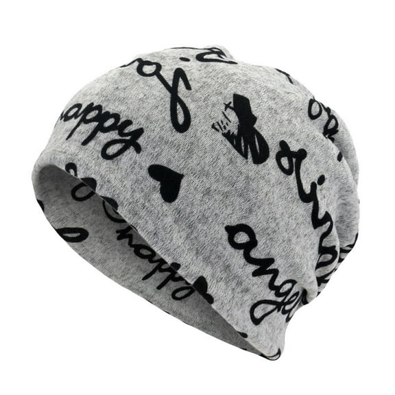 Holzkary Winter Hats for Men Women Beanie Warm Cuffed Soft Knit Outdoor Skull Cap Uni Letter Print Scarf Beanie Cap Casaul Outdoor Convertible Windproof Hats Grey One Size