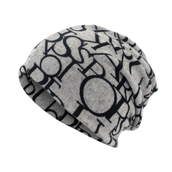 Holzkary Winter Hats for Men Women Beanie Warm Cuffed Soft Knit Outdoor Skull Cap Uni Letter Print Scarf Beanie Cap Casaul Outdoor Convertible Windproof Hats Grey One Size