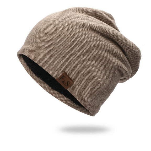 Holzkary Winter Hats for Men Women Fleece Lined Beanie Warm Cuffed Soft Knit Outdoor Skull Cap Confinement Hat All-Match Hedging Cap Plus Velvet Warm Cold Hat Knitted Pile Hat Khaki One Size