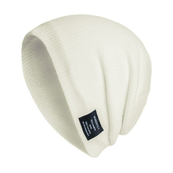 Holzkary Winter Hats for Men Women Fleece Lined Beanie Warm Cuffed Soft Knit Outdoor Skull Cap Men's and Knitted Hats Outdoor Solid Color Windproof Warm Pullover Hat Cold Hat White One Size