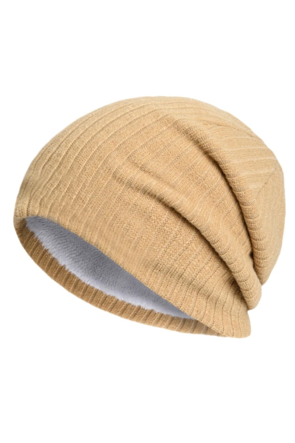 Winter Hats for Men Women Fleece Lined Beanie Warm Cuffed Soft Knit Outdoor Skull Cap Men's and Winter Warm Knitted Hat Outer Striped Cold Hat Hat Woolen Hat Khaki One Size