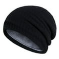 thumbnail image 1 of Holzkary Winter Hats for Men Women Fleece Lined Beanie Warm Cuffed Soft Knit Outdoor Skull Cap Men's and Winter Warm Knitted Hat Outer Striped Cold Hat Hat Woolen Hat Black One Size, 1 of 2