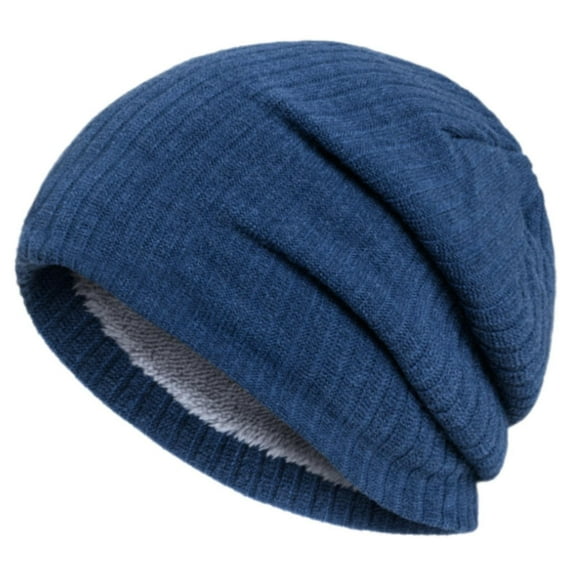 Holzkary Winter Hats for Men Women Fleece Lined Beanie Warm Cuffed Soft Knit Outdoor Skull Cap Men's and Winter Warm Knitted Hat Outer Striped Cold Hat Hat Woolen Hat Blue One Size