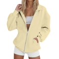 thumbnail image 1 of Holzkary Women's 2025 Zip Up Y2K Hoodies Oversized Solid Color Sweatshirts Pullover Lapel Loose Hoodie Zipper Sweatshirts Casual Long Sleeve Sweatshirts Fall Spring Track Jackets with Pockets Beige L, 1 of 7