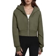 thumbnail image 1 of Holzkary Women's 2025 Zip Up Y2K Hoodies Womens Zip Up Hoodie Cropped Sweatshirts Thumb Hole Jackets Cropped Casual Long Sleeve Sweatshirts Fall Spring Track Jackets with Pockets Gn2 L, 1 of 8