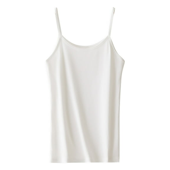Holzkary Women's Basic Camisole Tank Top with Adjustable Spaghetti Strap Cute Undershirt Womens Soft Tank Top Vest with In Bra Sleeveless Comfy Stretch Yoga Gym Tops Workout Tank Tops White Xxl