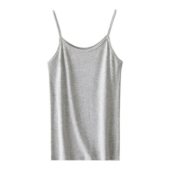 Holzkary Women's Basic Camisole Tank Top with Adjustable Spaghetti Strap Cute Undershirt Womens Soft Tank Top Vest with In Bra Sleeveless Comfy Stretch Yoga Gym Tops Workout Tank Tops Grey Xxl