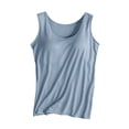 thumbnail image 1 of Holzkary Women's Basic Solid Camisole Stretch Casual Tank Tops with Built-In-Bra Wide Strap Camisole Cotton Cami Shirts Turtleneck Slim Blouse Shirt Sleeveless Solid Blouse Blue M, 1 of 4