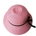 thumbnail image 1 of Holzkary Women's Beach Sun Straw Hat Uv Upf 50+ Travel Foldable Brim Summer Uv Hat Floppy Foldable Ladies Women Straw Beach Sun Summer Hat Beige Wide Brim Pink One Size, 1 of 2