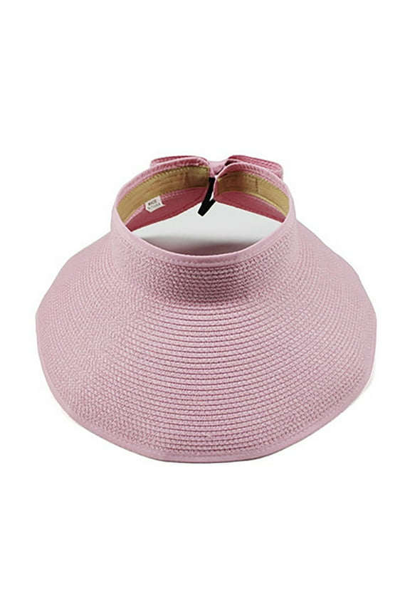 Women's Beach Sun Straw Hat Uv Upf 50+ Travel Foldable Brim Summer Uv Hat Sun Visor Hats for Women Wide Brim Roll Up Ponytail Summer Beach Hat Upf Packable Foldable Travel Pink One Size