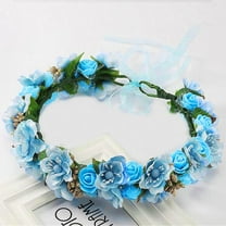 Holzkary Women's Boho Flower Crown Adjustable Sunflower Floral Headband Wedding Bridal Headpiece Women Bridal Flower Garland Headband Flower Crown Hair Wreath