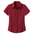 thumbnail image 1 of Holzkary Women's Button Down Shirts Stretch Wrinkle Free Formal Short Sleeve Dress Shirt Summer Work Blouses Business Casual Tops Shirt Short Sleeve Elastic Slim Breathable Comfortable Shirt Red L, 1 of 3