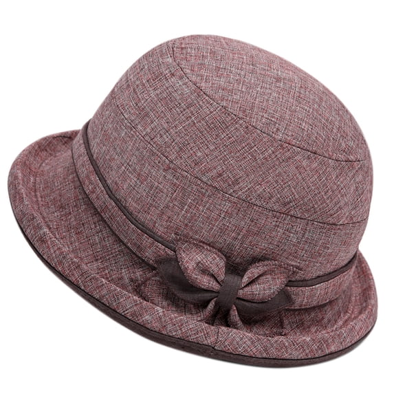 Holzkary Women's Cloche Bucket Hat 1920S Vintage Dress Winter Hats with Flower Accent Women's Autumn and Winter Dome Casual Fisherman Pot Hat Small Bowler Hat Brown M