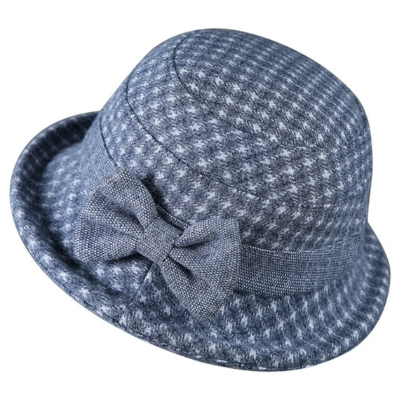 Holzkary Women's Cloche Bucket Hat 1920S Vintage Dress Winter Hats with Flower Accent Women's Autumn and Winter Dome Casual Fisherman Pot Hat Small Bowler Hat Grey M