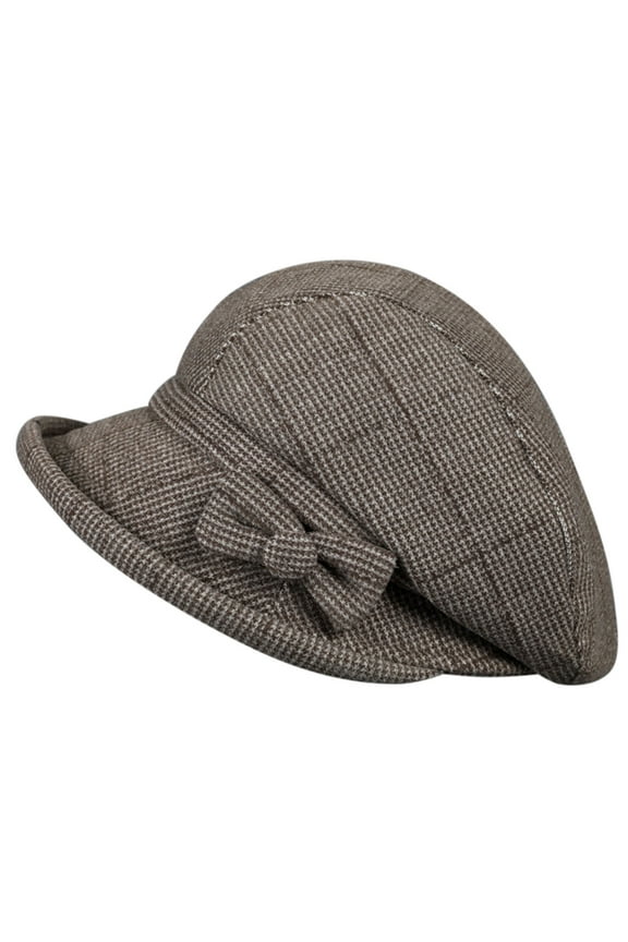 Women's Cloche Bucket Hat 1920S Vintage Dress Winter Hats with Flower Accent Women's Autumn and Winter Dome Casual Fisherman Pot Hat Small Bowler Hat Coffee M