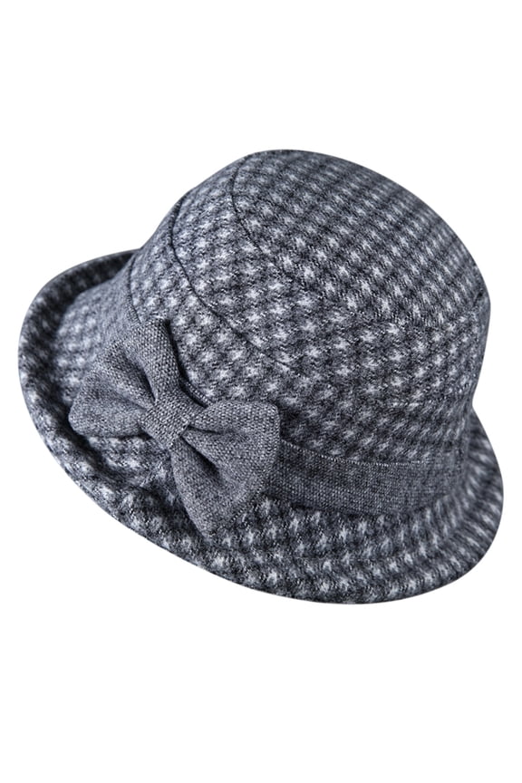 Women's Cloche Bucket Hat 1920S Vintage Dress Winter Hats with Flower Accent Women's Autumn and Winter Dome Casual Fisherman Pot Hat Small Bowler Hat Dark Grey M