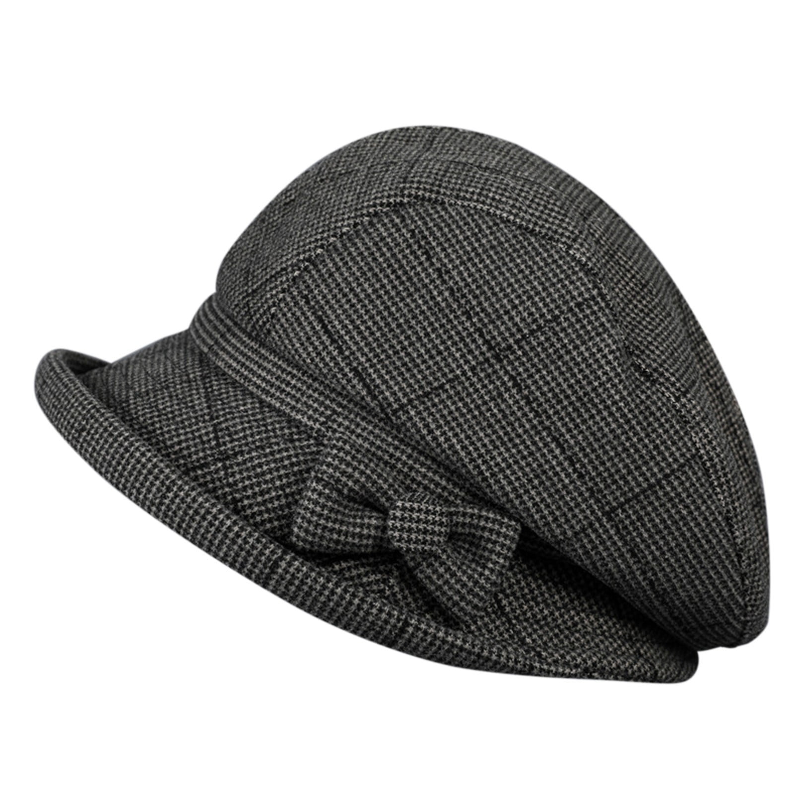 Vintage Black Wool Felt Soft Comfy Casual Warm Winter Bonnet Bucket Hat w/ Bow Buy Cloche Hat Vintage Women main image 2