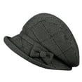 thumbnail image 1 of Holzkary Women's Cloche Bucket Hat 1920S Vintage Dress Winter Hats with Flower Accent Women's Autumn and Winter Dome Casual Fisherman Pot Hat Small Bowler Hat Grey M, 1 of 5
