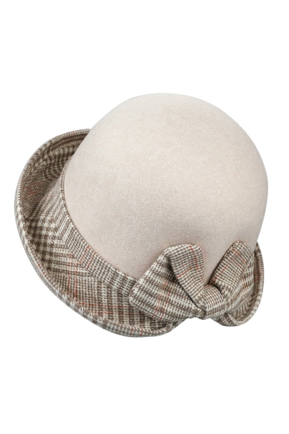 Women's Cloche Bucket Hat 1920S Vintage Dress Winter Hats with Flower Accent Women's Autumn and Winter Dome Casual Fisherman Pot Hat Small Bowler Hat White M