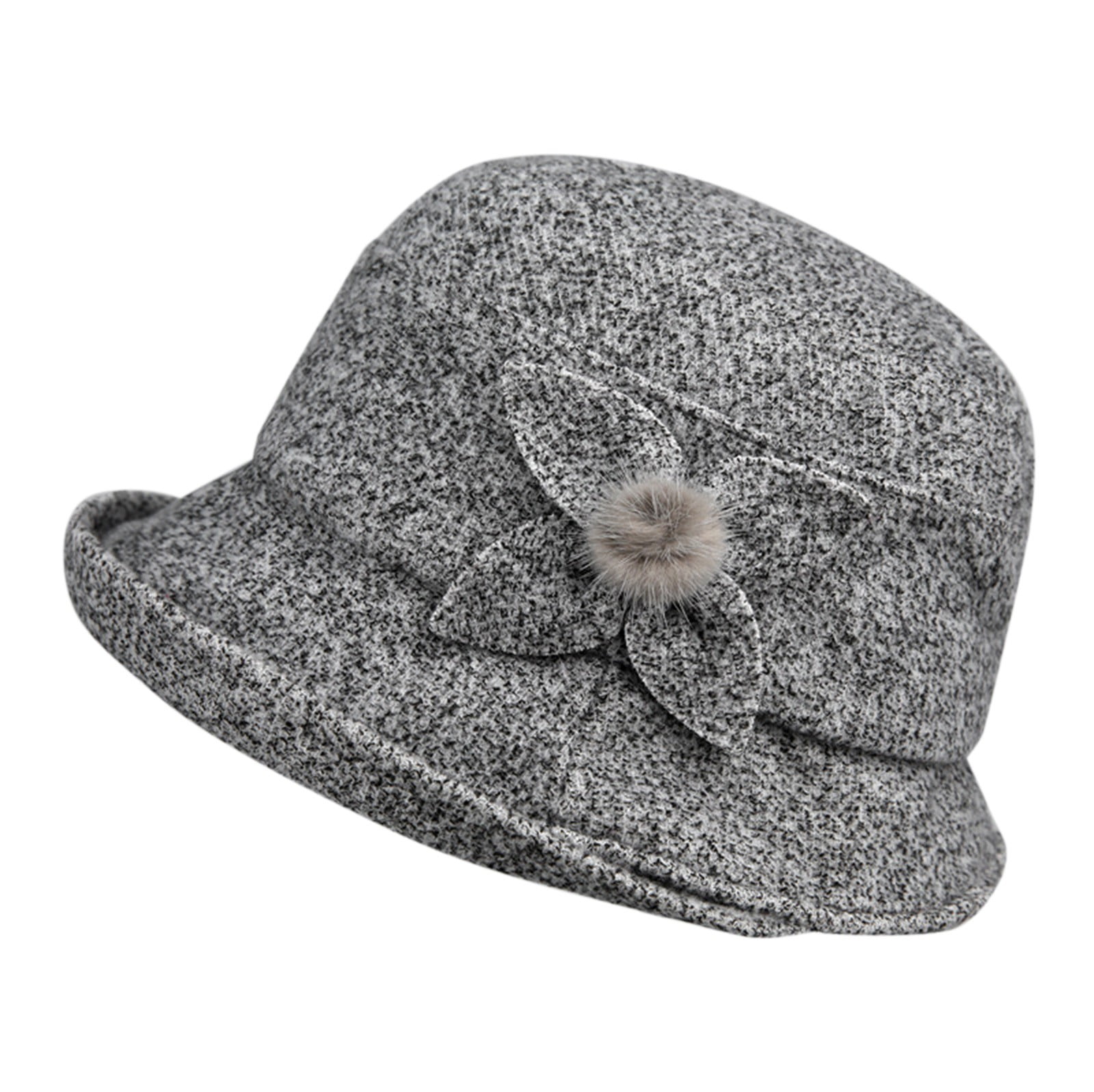 Wool Cloche Bucket Hat 1920s Vintage Dress Winter Hat with Flower Accent Cloche Hats Original 1920s Wool Cloche Bucket Hat Vintage  main image 3