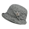 thumbnail image 1 of Holzkary Women's Cloche Bucket Hat 1920S Vintage Dress Winter Hats with Flower Accent Women's Autumn and Winter Dome Casual Fisherman Pot Hat Small Bowler Hat Grey M, 1 of 3