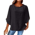 thumbnail image 1 of Holzkary Women's Dressy Casual Tops Swiss Dots Short Sleeve Chiffon Blouse Summer Work Shirts Womens Fall Winter Casual Shirts Long Sleeve Side Split Pullover Tops Loose Blouse Black Xl, 1 of 1