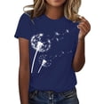 thumbnail image 1 of Holzkary Women's Floral T-Shirts Crew Neck Dandelion Sun Flower Graphic Casual Tee Boho Tops Cute Wildflowers Shirts Summer Round Neck Dandelion Print Loose Casual Short Sleeved T Shirt Blue 3Xl, 1 of 4