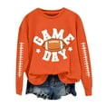 thumbnail image 1 of Holzkary Women's Football Game Day Sweatshirt Football Sweatshirts Cute Baseball Graphic Print Crewneck Graphic Print Oversized Crewneck Sweatshirts Long Sleeve Pullover for Gameday Hoodies Orange Xl, 1 of 4