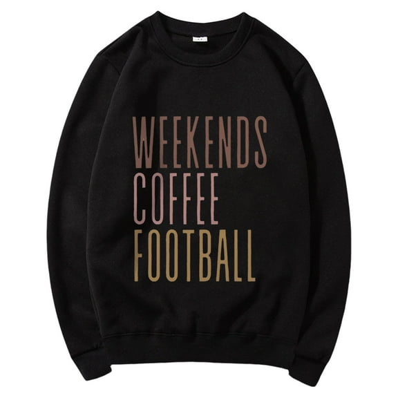 Holzkary Women's Football Game Day Sweatshirt Graphic Print Sunday Long Sleeve Crewneck Fall Pullover Graphic Print Oversized Crewneck Sweatshirts Long Sleeve Pullover for Gameday Hoodies Black L