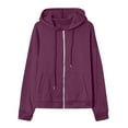thumbnail image 1 of Holzkary Women's Full Zip Up Hoodie Long Sleeve Hooded Sweatshirts Pockets Jacket Coat for Women Women Oversized Cute Lightweight Jackets Trendy Sweatshirt Workout Fall Jacket with Pockets Purple Xxl, 1 of 4